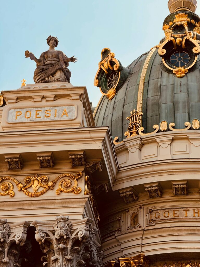 a building with a statue on top of it